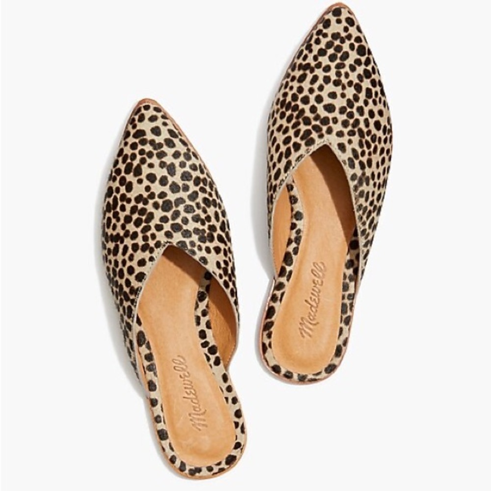 Madewell Emilia Mules in spotted calf hair